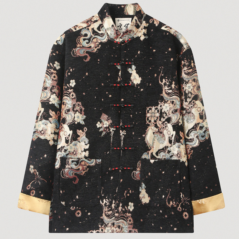 新中式冬季加厚雪尼尔国风唐装男复古立领手工盘扣高级宽松外套男,男装,唐装,淘宝优惠券,粉丝福利购,淘宝优惠卷