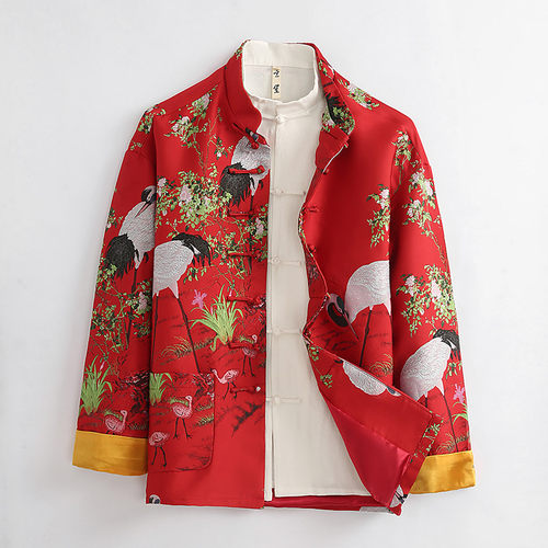 秋季新款仙鹤重工刺绣改良唐装