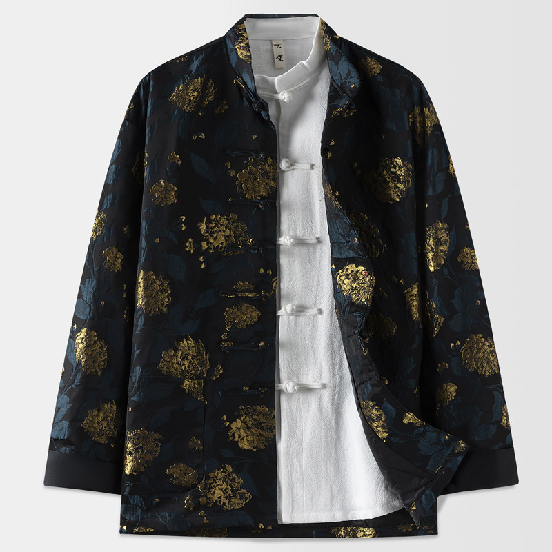 唐装男秋季中国风男装中式复古改良盘扣立领上衣菊花浮雕国潮外套,男装,唐装,淘宝优惠券,粉丝福利购,淘宝优惠卷