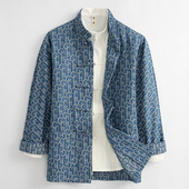 潮牌唐装 外套男 国潮复古时尚 男中式 手工盘扣印花中青年上衣春秋季