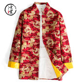 男 外套青年春秋季 唐装 复古外套男仙鹤印花唐装 玄笙原创中国风男装