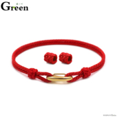 新款 情侣串珠手绳 手工编织本命年红绳手链可穿3D硬金转运珠男女款