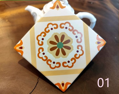 吸水陶瓷花砖杯垫方形单片多片装厦门文创礼品创意隔热垫餐厅客厅