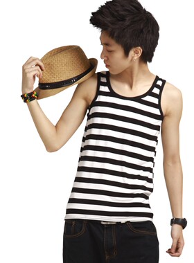 top束胸条纹风格纯棉长款可外穿运动超强无痕挂钩可调节超平胸COS