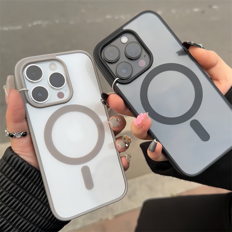 适用苹果17 16肤感磁吸15Pro Max手机保护壳14plus无线充电iPhone 13 12亚克力二合一11防摔软边简约透明批发