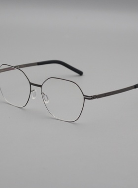 8g多边形男女通用大框超轻无螺丝眼镜手工全拆卸配近视Halny