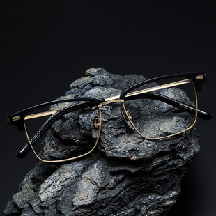 个性 M122板材纯钛全框女可配近视蓝光 简约复古眉毛眼镜架9999同款