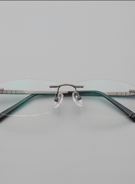 男士大方框纯钛 弹簧腿无框眼镜架 钛板切割长城镜腿99805