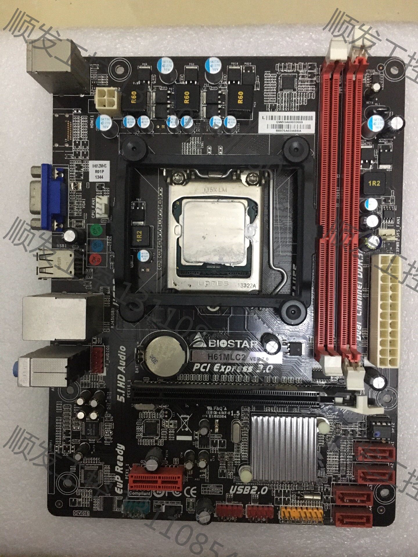 映泰拆机主板 h61mlc2带cpu-g1610功能完好无维