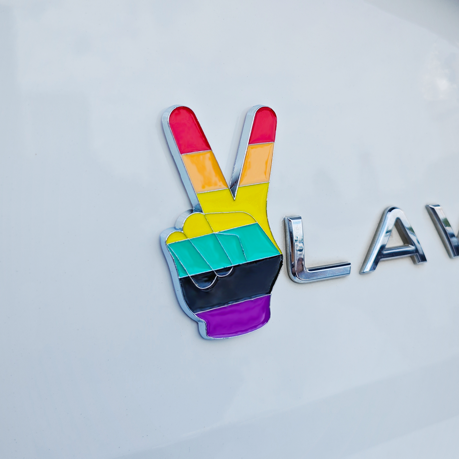 趣味彩虹比耶金属车贴创意装饰贴