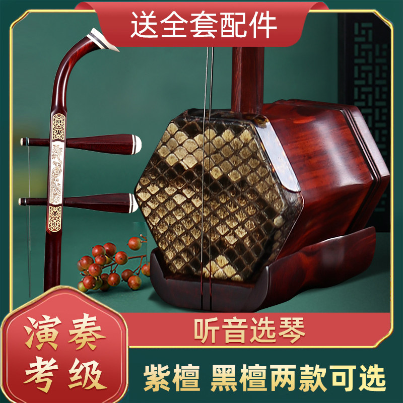 苏州小叶紫檀龙头二胡专业演奏级厂家直销成人儿童通用黑檀二胡
