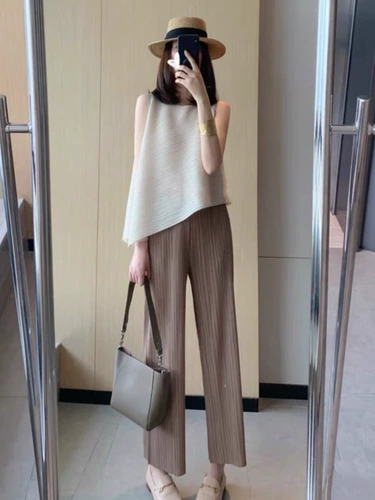 Sanzhai, One Lifetime, складки, пожалуйста, женские складки, прямые новые модели тонкие, высокие талии, вертикальные плиссированные брюки