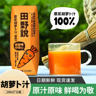 田野说原浆胡萝卜汁纯果蔬汁248ml 10瓶蔬菜汁无添加儿童饮料饮品