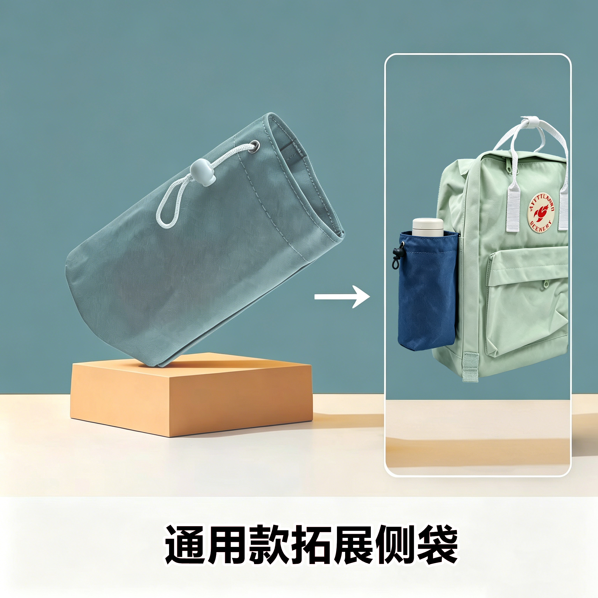 户外背包侧壁水壶侧袋 登山包两侧挂袋 便携放置水杯雨伞取水用具
