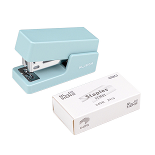 得力纽赛迷你订书机小号学生用钉书器装订器办公用便携式儿童省力订厚书手动多功能透明小巧订书器