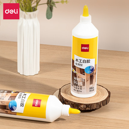 得力木工胶水粘木头专用强力粘贴免打孔家具木材开裂修复实木地板椅子凳子桌子免钉透明白乳胶粘合剂