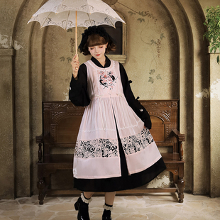汉尚华莲明制改良汉服天丝贴里[奶喵莓莓]连衣裙常长比甲早春套装