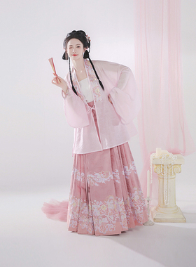 汉尚华莲原创汉服女夏2024新款凤羽金池汉元素日常改良马面裙套装