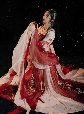 汉尚华莲龙母归原创唐制汉服复刻近8米大摆龙纹重工刺绣齐胸破裙