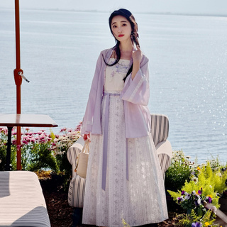 汉尚华莲宋制天丝套装[花间小调]对襟衫吊带半身裙汉服女夏日常