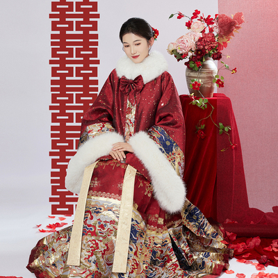 汉尚华莲明制汉服织金昭君袄[金麟呈祥]马面裙套装拜年服婚服秋冬