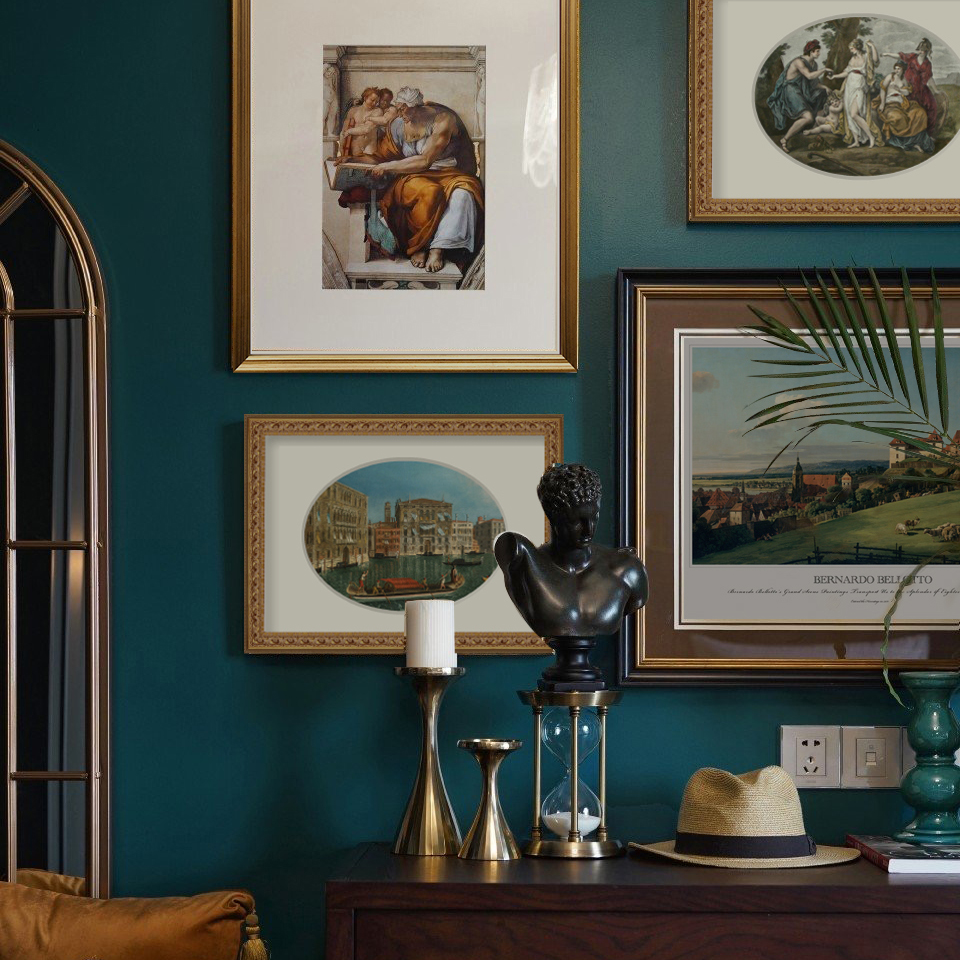 小众复古怀旧风法式沙发组合画