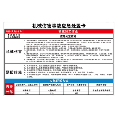 危险事故应急处置安全告知卡