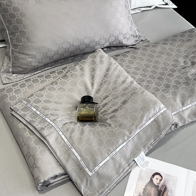 夏季可机洗冰丝夏凉被四件套床笠款丝滑裸睡天丝空调被双人薄被子