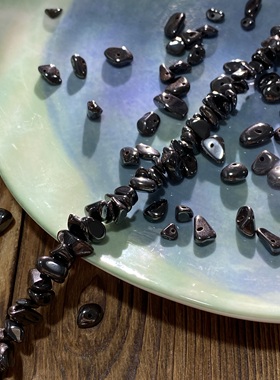 天然黄铜矿5*8mm有孔碎石手工diy串珠手链项链饰品配件材料S68