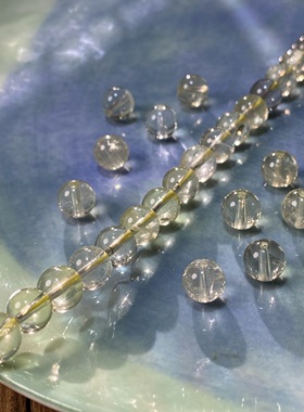 天然A级冰透柠檬晶8mm散圆珠手工diy串珠项链饰品配件材料X177