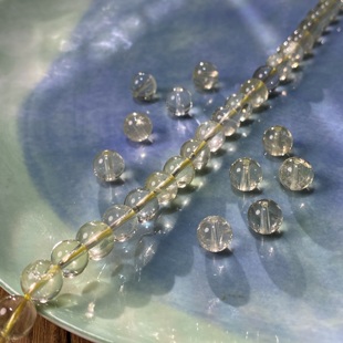 天然A级冰透柠檬晶8mm散圆珠手工diy串珠项链饰品配件材料X177