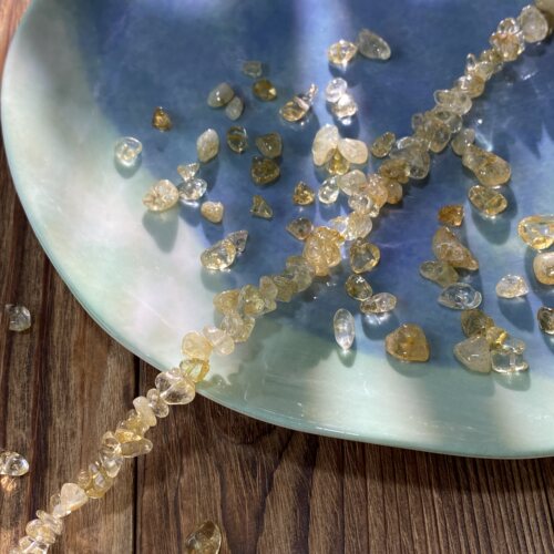 天然巴西黄水晶5*8mm有孔碎石手工diy串珠手链项链饰品材料S03