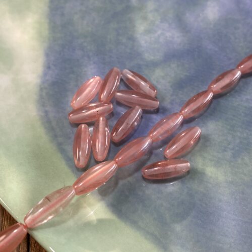 西瓜红琉璃6*16mm橄榄珠散珠子手工diy串珠手链项链饰品配件S548