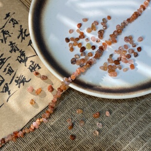 天然水红玛瑙3*5mm有孔碎石手工diy串珠手链项链饰品配件材料S170
