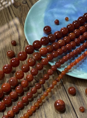 天然红龙纹玛瑙6-8-10-12-14mm圆珠手工diy串珠项链饰品配件S733
