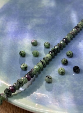 天然红绿宝4*6mm切面算盘珠散珠子手工diy串珠饰品配件材料X125