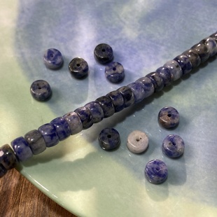 天然蓝点石4*7mm药片珠散珠手工diy串珠手链项链饰品配件材料S570