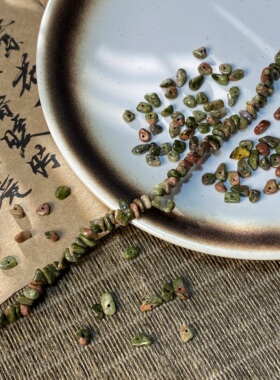 天然花绿石3*5mm有孔碎石手工diy串珠子手链项链饰品配件材料S199