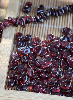 进口A级天然石榴5*8mm有孔碎石手工diy串珠手链项链饰品材料S154