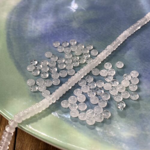 天然白水晶4*2mm算盘散珠子手工diy串珠手链项链饰品配件材料X486
