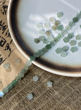 天然绿东陵6*2mm梅花散珠子手工diy串珠手链项链饰品配件材料X797