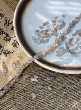 天然黑骨干3*5mm有孔碎石手工diy串珠子手链项链饰品配件材料S222