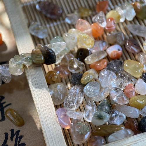 天然福禄寿水晶有孔碎石手工diy