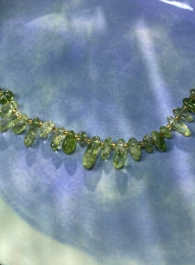 天然绿水晶6*12mm长牙碎石手工DIY串珠项链饰品配件半成品S431