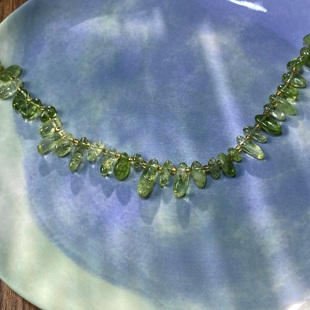 天然绿水晶6 12mm长牙碎石手工DIY串珠项链饰品配件半成品S431