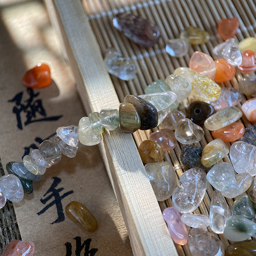 天然福禄寿水晶有孔碎石手工diy