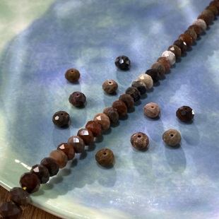 天然木化石5*8mm切面算盘珠散珠子手工diy串珠饰品配件材料X65