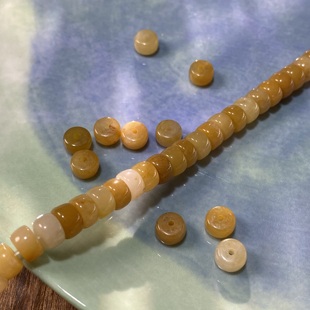 天然黄玉4*7mm药片珠散珠子手工diy串珠手链项链饰品配件材料S574