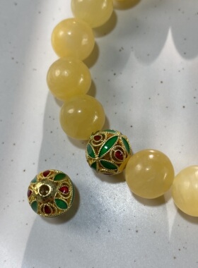 保色铜镀18K金古法滴油隔珠手工diy手链项链配珠饰品材料LH1456