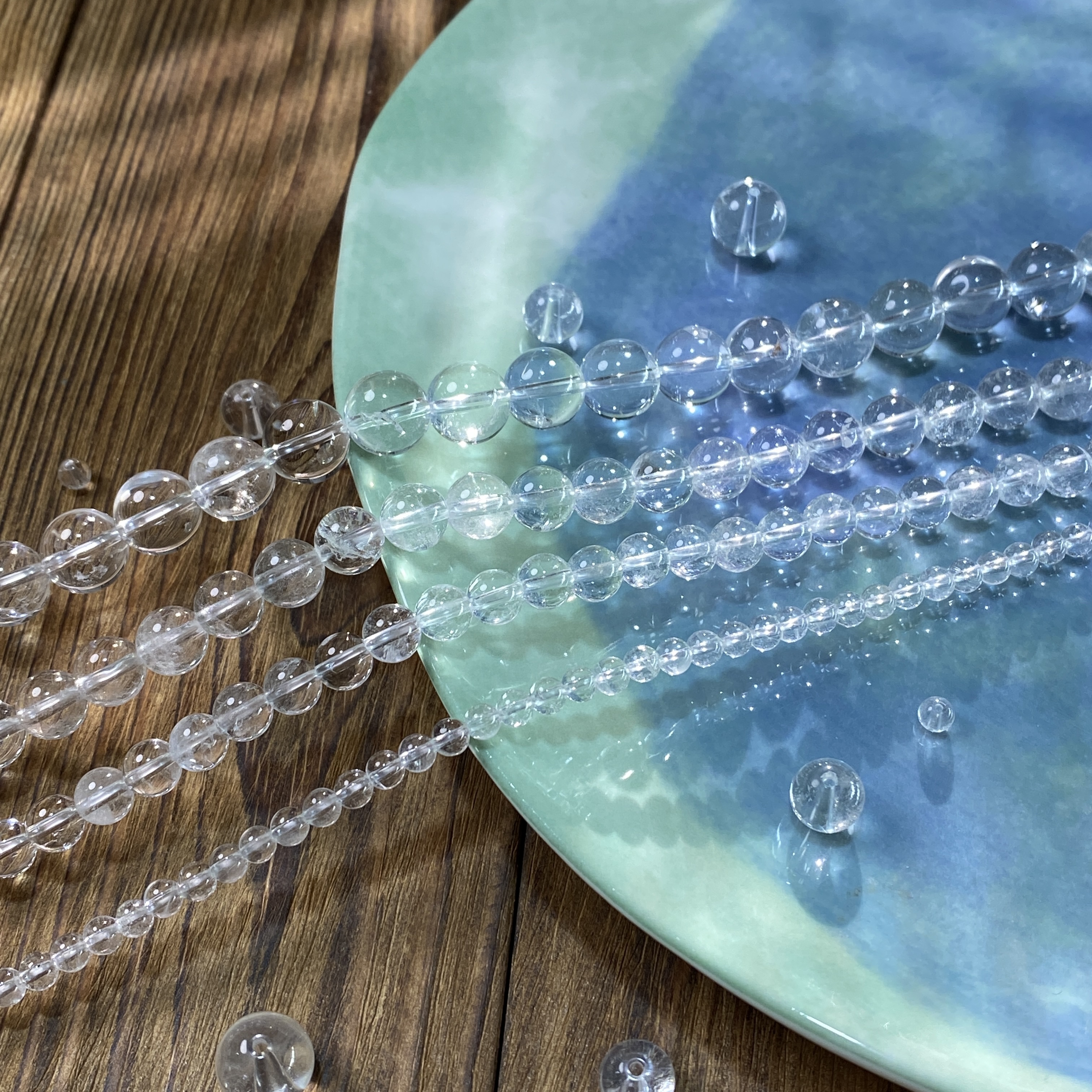 天然白水晶4-6-8-10mm散圆珠子手工diy串珠手链项链饰品配件S723